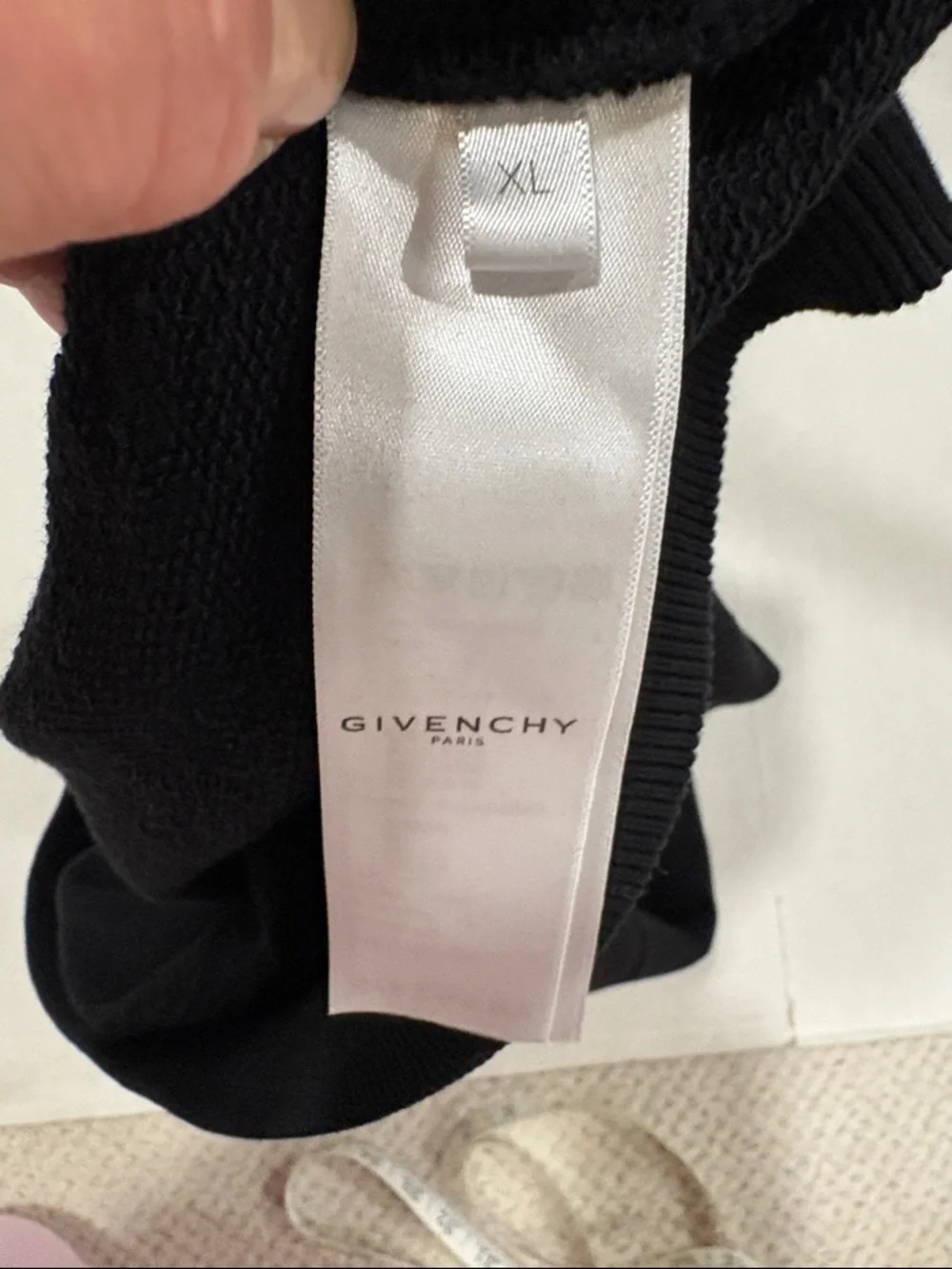 Givenchy Black Hoodie with White Diagonal Embroidered Logo XL Unisex - Picture 4 of 16